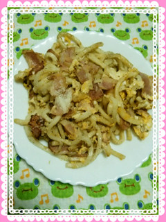 玉子+ベーコンの焼きうどん-レシピのメイン写真