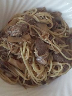 速攻!!きのことビーフの和風パスタ-レシピのメイン写真