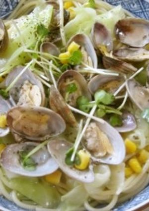 キャベツとあさりのヘルシースープパスタ-レシピのメイン写真