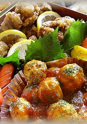 2012運動会弁当から鶏団子ケチャップ煮-レシピのメイン写真