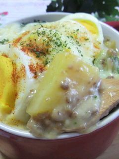 ゆで卵のせ!ポテトグラタン-レシピのメイン写真