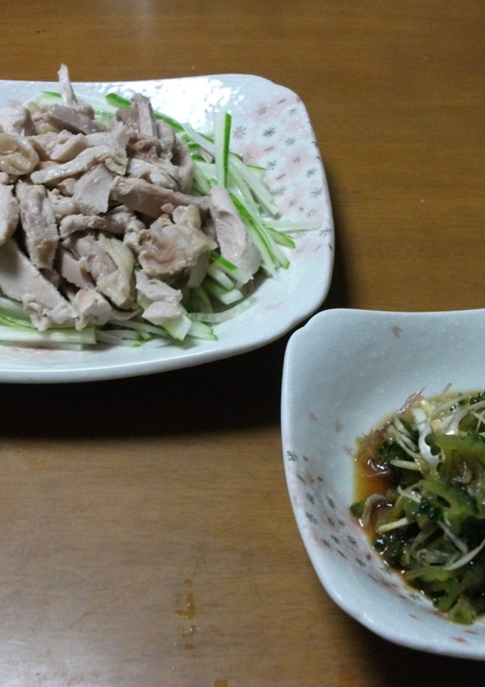 蒸し鶏のゴーヤとみょうがの中華だれ-レシピのメイン写真