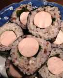 十六穀ごはん☆魚ソーセージで簡単のり巻き
