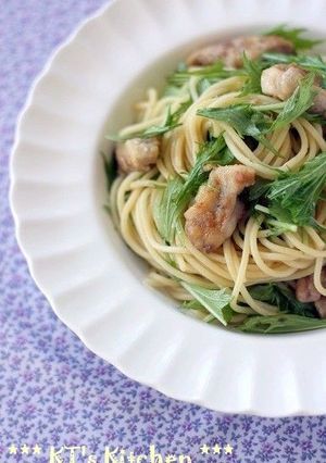 鶏肉と水菜のレモンバター醤油スパゲティ-レシピのメイン写真