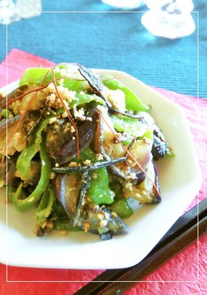 茄子とピーマンの塩昆布胡麻チーズ和え-レシピのメイン写真
