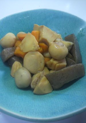 里芋コンニャク人参しいたけたけのこの煮物-レシピのメイン写真