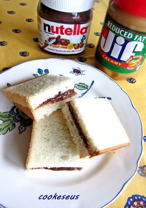 ヌテラとピーナッツバターのサンドイッチ-レシピのメイン写真