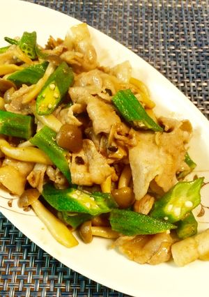 オクラと豚肉の炒め物-レシピのメイン写真