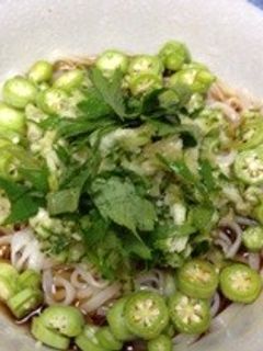 爽やか夏野菜の山かけぶっかけ稲庭うどん-レシピのメイン写真