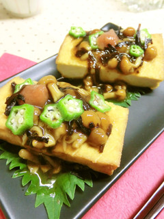 絹揚げの塩昆布なめこあんかけ-レシピのメイン写真