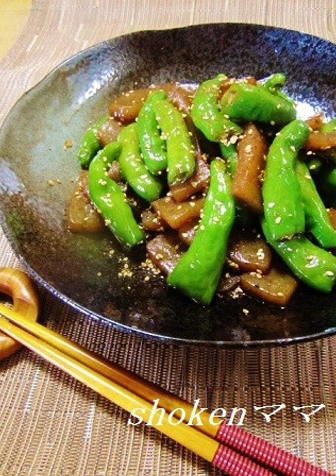 旨っ！シシトウとコンニャクの甘辛炒め♪-レシピのメイン写真