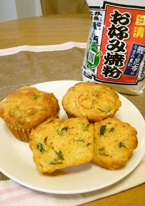 お好み焼き粉で！チヂミ風カップケーキ-レシピのメイン写真