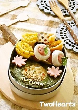 キャラ弁に♪秋～くり抜きくりちゃん弁当♪-レシピのメイン写真