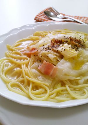 キャベツ&ベーコンの塩バタースープパスタ-レシピのメイン写真