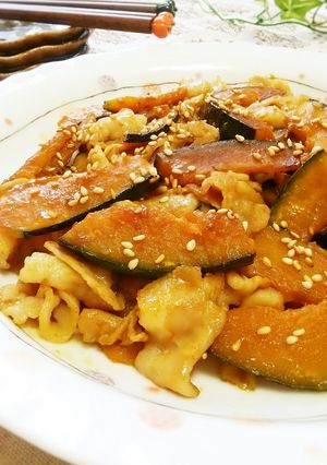 かぼちゃと豚のこく旨♪甘辛バター炒め-レシピのメイン写真