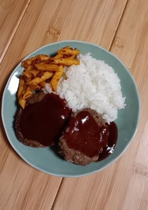【楽ワザ】わんぱんハンバーグ-レシピのメイン写真