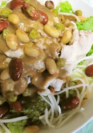 豚しゃぶとお豆の豆乳胡麻だれサラダ-レシピのメイン写真