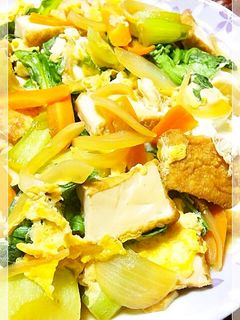 絹揚げと青梗菜の卵とじ煮-レシピのメイン写真