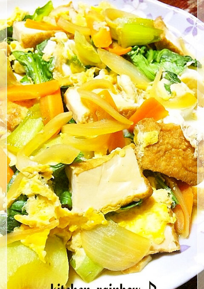 絹揚げと青梗菜の卵とじ煮-レシピのメイン写真