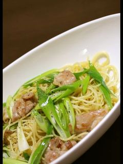 鶏と九条ねぎの柚子胡椒パスタ。-レシピのメイン写真