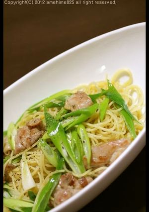 鶏と九条ねぎの柚子胡椒パスタ。-レシピのメイン写真