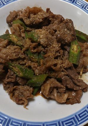 10分であと1品、牛肉とおくらの炒め物-レシピのメイン写真