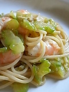 ゴーヤと海老のバター醤油スパゲティー-レシピのメイン写真