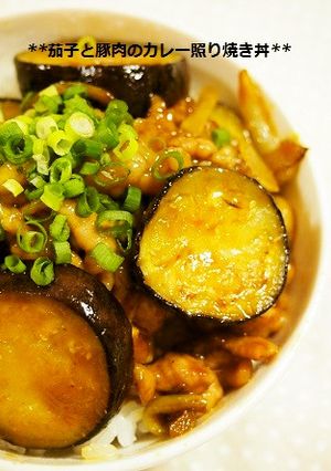 １０分で♫豚肉と茄子のカレー照り焼き丼-レシピのメイン写真