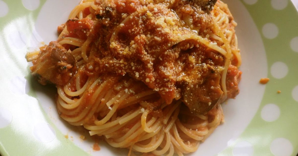 トマトなすびパスタ ミニチドリダブルジャケット　24AW なす☆トマト☆モッツァレラチーズのパスタ by まなげ
