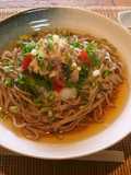 簡単✿サバ缶と梅おろしの冷し蕎麦✿