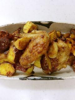鶏手羽先とさつまいものしょうゆ麹炒め-レシピのメイン写真