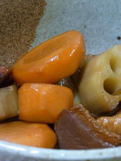 合鴨スモークと蓮根の煮物-レシピのメイン写真