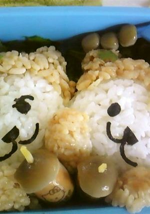 キャラ弁　おさるさんと秋を感じるどんぐり-レシピのメイン写真