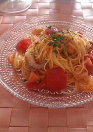魚介とトマトの冷製パスタ-レシピのメイン写真