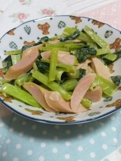 小松菜と魚ニソのマヨカレー炒め-レシピのメイン写真