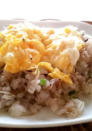 十六穀ごはんで５分でじゃこ炒飯♪卵のっけ-レシピのメイン写真