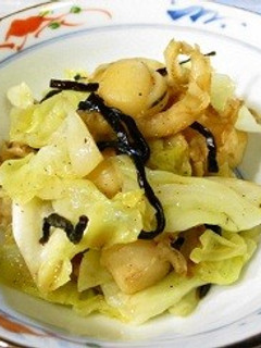 キャベツと帆立の塩昆布バタ蒸し-レシピのメイン写真