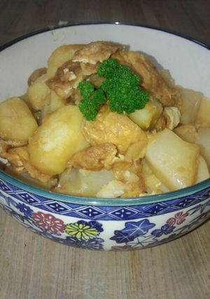 新じゃがと油揚げと蒟蒻の煮物-レシピのメイン写真