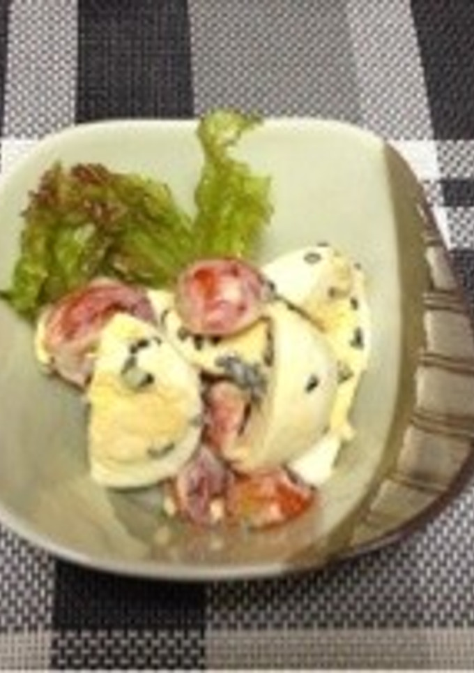 ゆで卵の黒胡麻みそマヨ和え-レシピのメイン写真