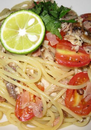 生ハムが決め手！美味しいさんまのパスタ♪-レシピのメイン写真