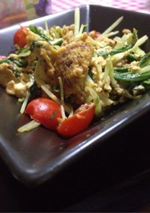 食感イイね♥たまごと水菜とトマトの炒め物-レシピのメイン写真
