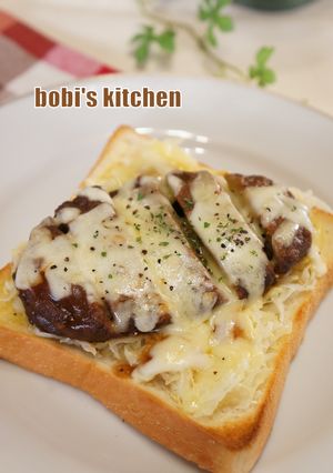 朝はがっつり！ハンバーグトースト-レシピのメイン写真