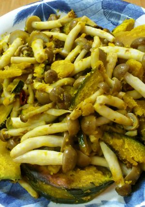 かぼちゃとキノコのカレー粉蒸し-レシピのメイン写真