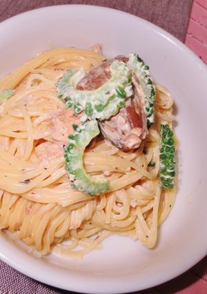 ゴーヤとサバ缶でマヨパスタ-レシピのメイン写真