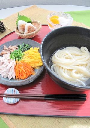 鶏飯風鶏だしスープうどん-レシピのメイン写真