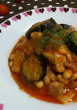 大豆たっぷり＊鶏肉と茄子のトマト煮込み-レシピのメイン写真