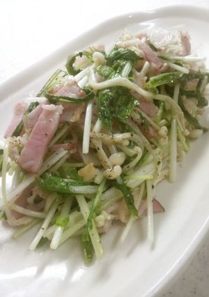 ☆水菜のベーコン&エノキのペペロンチーノ-レシピのメイン写真