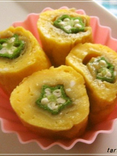 七夕キャラ弁*卵焼き*オクラdeお花*-レシピのメイン写真