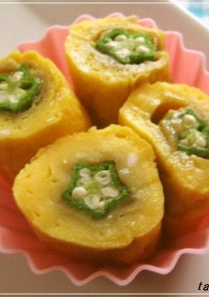 七夕キャラ弁*卵焼き*オクラdeお花*-レシピのメイン写真