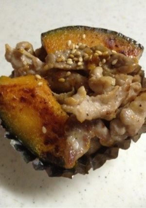 お弁当に！豚肉とカボチャのゴママヨ炒め-レシピのメイン写真